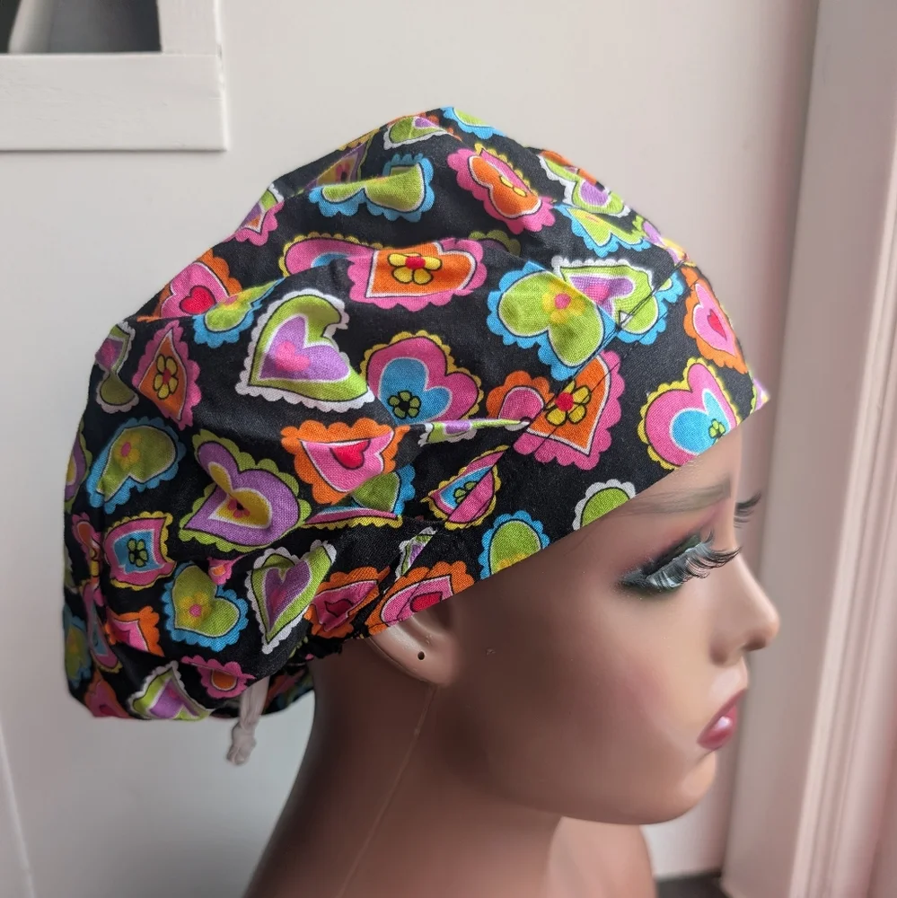 Colorful Heart Patterned Scrub Cap - Picture 2 of 4